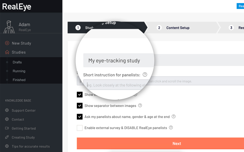 Eyetracking on line